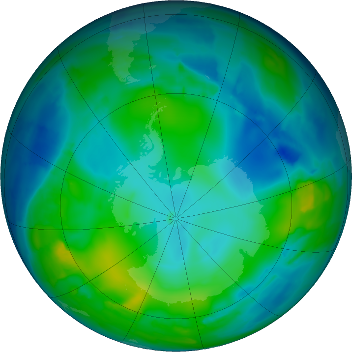 Antarctic ozone map for 20 May 2011
